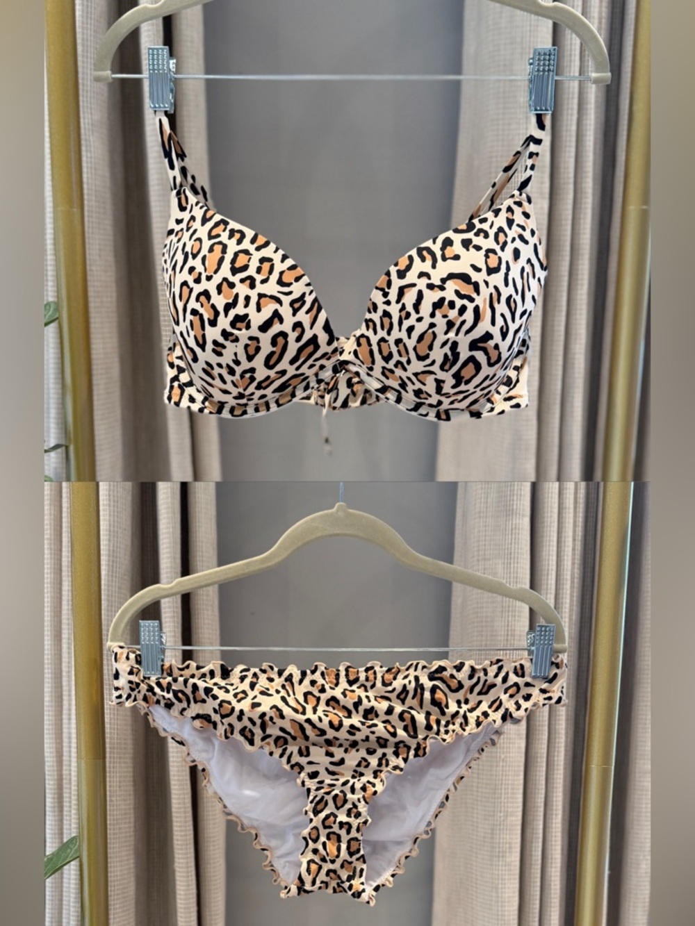 LIKE NEW Shade & Shore Leopard Print Bikini Set in Beige, Black and Tan